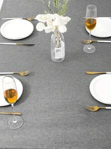 1pc Rectangular Solid Color Linen Tablecloth, Waterproof & Stain Resistant, Suitable For Kitchen, Dining Room, Coffee Table, Restaurants, Weddings, Gatherings, Birthday Parties