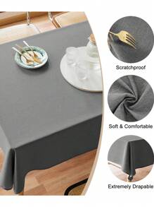 1pc Rectangular Solid Color Linen Tablecloth, Waterproof & Stain Resistant, Suitable For Kitchen, Dining Room, Coffee Table, Restaurants, Weddings, Gatherings, Birthday Parties