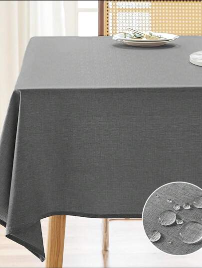 1 件矩形纯色亚麻桌布，防水防污，适用于厨房、餐厅、咖啡桌、餐厅、婚礼、聚会、生日派对
