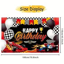 1 件赛车主题生日派对背景装饰、赛车主题生日派对用品、生日派对摄影背景、赛车主题派对装饰、派对装饰、派对旗帜、生日横幅、家居装饰 - 彩色 - 查看 2