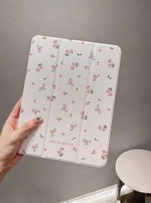 1pc Beautiful Pink Flower Ditsy Floral Double-Sided Acrylic Protective Case Compatible With IPad/, Supports Sleep/Wake Function - Multicolor - View 6