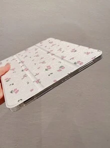1pc Beautiful Pink Flower Ditsy Floral Double-Sided Acrylic Protective Case Compatible With IPad/, Supports Sleep/Wake Function - Multicolor - View 3