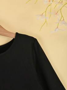 Mono de manga larga con cuello redondo de unicolor y elástico para niña preadolescente