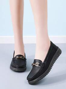 Zapatos planos para mujer, nuevos zapatos casuales, zapatos de PU cómodos, zapatos clásicos de alta calidad para mujer, nuevos zapatos de suela blanda antideslizante y sin fatiga - Negro - Ver 1