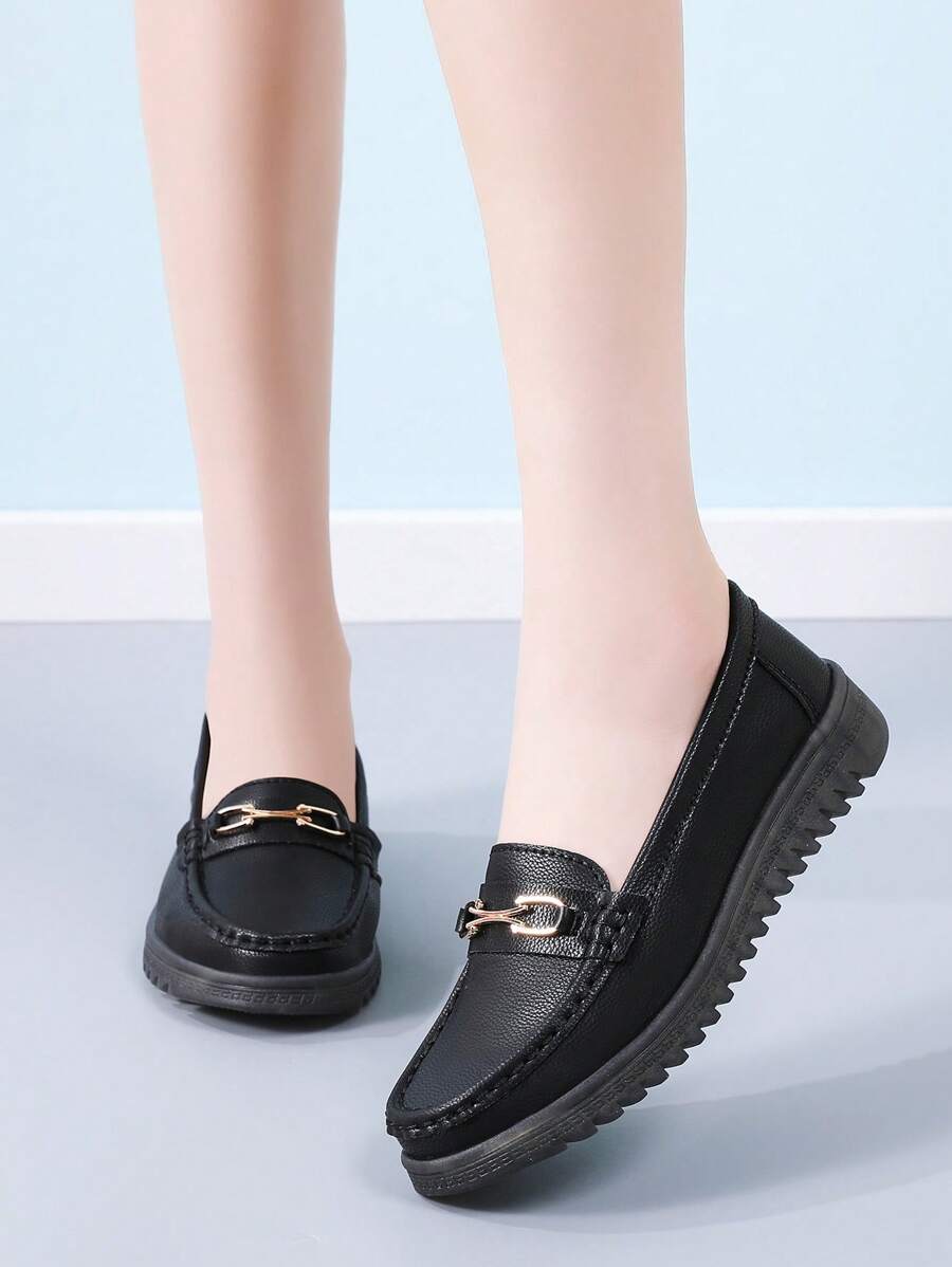 Zapatos planos para mujer, nuevos zapatos casuales, zapatos de PU cómodos, zapatos clásicos de alta calidad para mujer, nuevos zapatos de suela blanda antideslizante y sin fatiga - Negro - Ver 1