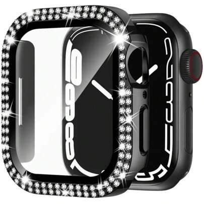 1PC Diamond Cover For Apple Watch Case 45mm 41mm 44mm 40mm 44 Mm Tempered Glass Bumper Screen Protector I Watch Series 9 7 SE 6 8 5