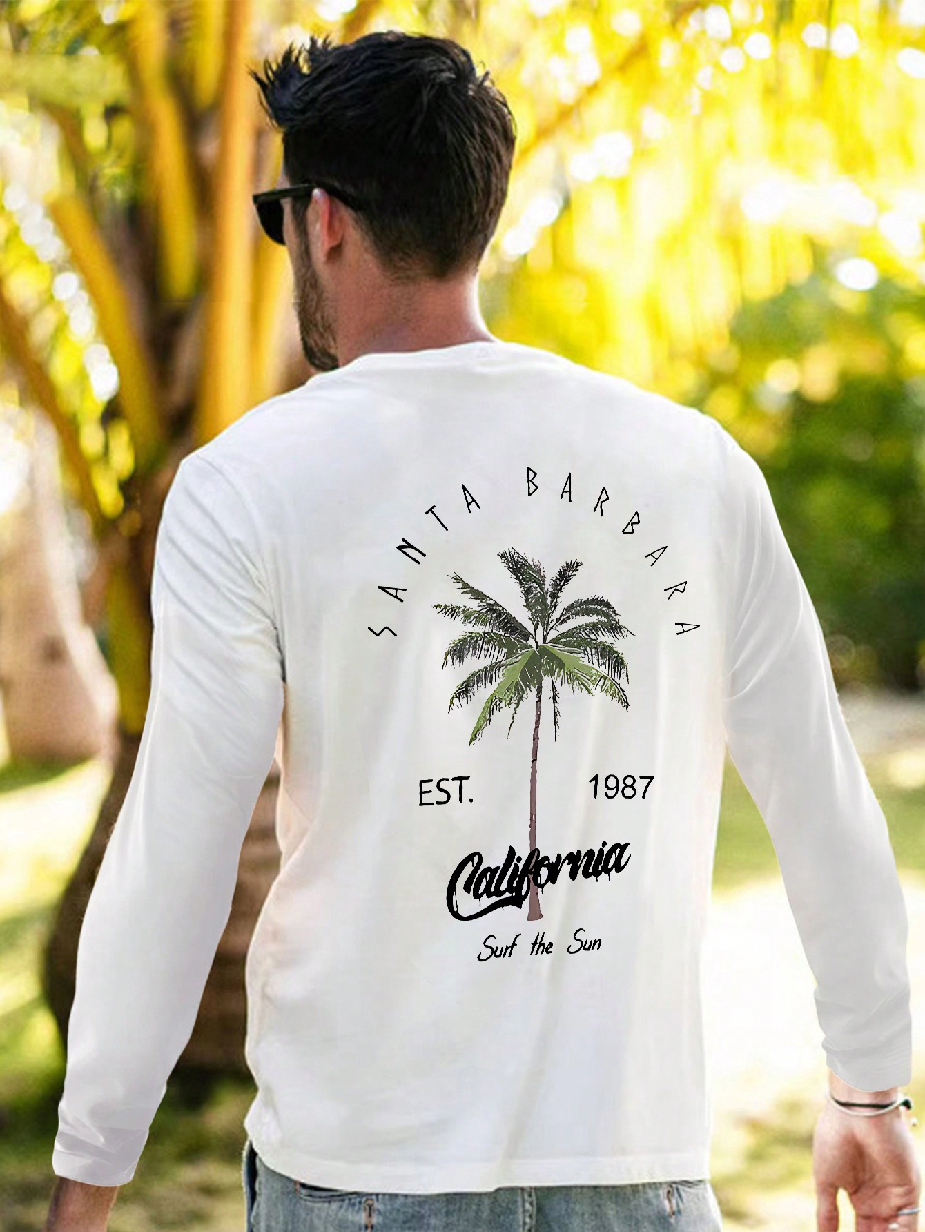 Men's Simple Printed Round Neck Long Sleeve T-Shirt,Graphic Tee