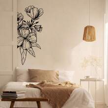 Black Flower Wall Sticker Minimalist Branches Decoration - 黑色 - 查看 1