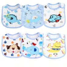 6 piezas Baberos para bebés con diseños estampados y bordados, baberos para la baba de bebés - Multicolor - Ver 11