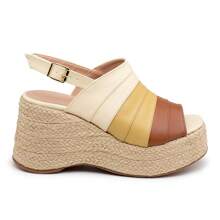 Anabela Women's High Heel Sandal Covered Platform In Knuckle 9200 Mix Caramelo - Camel - View 4