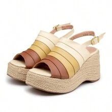 Anabela Women's High Heel Sandal Covered Platform In Knuckle 9200 Mix Caramelo - Camel - View 1