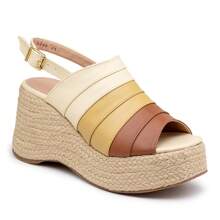 Anabela Women's High Heel Sandal Covered Platform In Knuckle 9200 Mix Caramelo - Camel - View 2