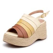 Anabela Women's High Heel Sandal Covered Platform In Knuckle 9200 Mix Caramelo - Camel - View 3