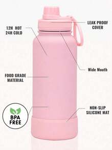 1 pieza Botella de agua de acero inoxidable aislada de 32 onzas, vaso al vacío de doble pared a prueba de fugas, excelente para actividades al aire libre, botella aislada para bebidas calientes - Multicolor - Ver 8