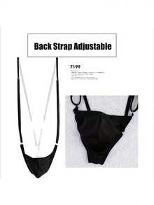 1 件性感内衣内裤后带可调节连体丁字裤男士内衣男士性感内裤 G 弦紧身衣丁字裤比基尼，男士时尚性感可调节肩带连体丁字裤，男士 V 型吊带丁字裤内衣比基尼紧身衣连体内裤 - 黑色 - 查看 2