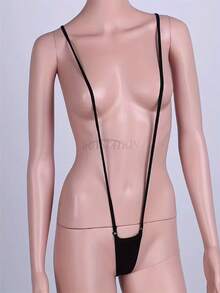 1 件性感内衣内裤后带可调节连体丁字裤男士内衣男士性感内裤 G 弦紧身衣丁字裤比基尼，男士时尚性感可调节肩带连体丁字裤，男士 V 型吊带丁字裤内衣比基尼紧身衣连体内裤 - 黑色 - 查看 3