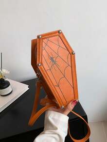 1pc Gothic Spooky Coffin Bag With Spider Web, Halloween Horrible Spider Web Crossbody Bag, Perfect Gift For Women, Happy Halloween, Halloween Purse, Perfect For Fancy Party Halloween Fashion & Gothic Fashion - Multicolor - View 11