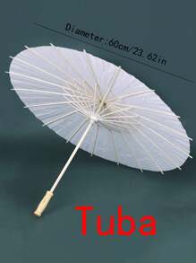 1pc Handpainted Umbrella, Blank Oiled Paper Umbrella, Wedding Umbrella - White - View 3