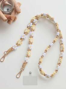 手工编织小雏菊花斜挎包/手提包带，配有手机挂绳和钥匙扣，可作为送给母亲、家人、朋友、生日、节日的手机挂饰、手机链的礼物 - 彩色 - 查看 16