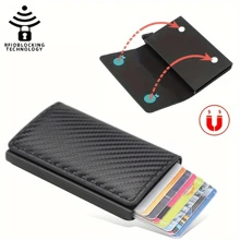 Men's Slim Magnetic Wallet Pop-Up Card Holder RFID Blocking Minimalist Business Credit Card Wallet With Money Bag Large Card Capacity Metal Card Case For Men Wallet Mini Wallet Purse Wallet RFID Wallet - Multicolor - View 4