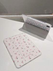 1pc Beautiful Pink Flower Ditsy Floral Double-Sided Acrylic Protective Case Compatible With IPad/, Supports Sleep/Wake Function - Multicolor - View 2
