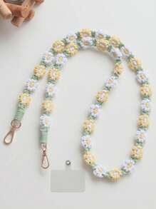 手工编织小雏菊花斜挎包/手提包带，配有手机挂绳和钥匙扣，可作为送给母亲、家人、朋友、生日、节日的手机挂饰、手机链的礼物 - 彩色 - 查看 22