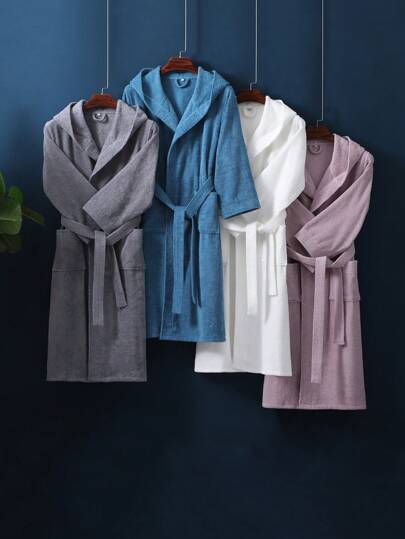 1 pezzo Extra spesso Accappatoio con cappuccio lungo, accappatoio con cappuccio unisex per adulti per hotel e SPA, tessuto morbido e assorbente, vestibilità rilassata, vari colori, design semplice, essenziale per bagno e casa, matrimoni estivi, decorazione bagno, abbigliamento da spiaggia, ritorno a scuola