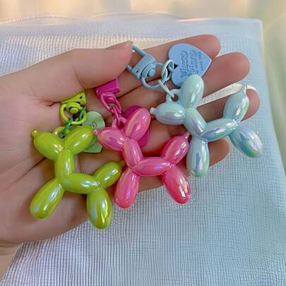 1pc 2025 Cute Balloon Dog Keychain Accessory, Backpack Pendant, Letter Keyring, Y2K Gothic Style, Christmas Gift, Creative Bag Charm, Lanyard, Car Accessories, For Girls, Friends, Teachers