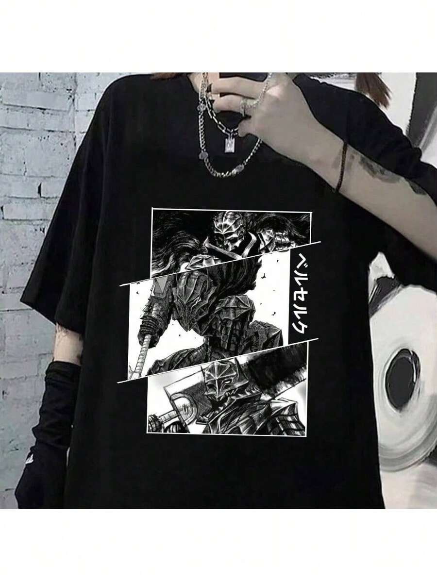 Anime Berseck T-Shirt Unisex 100% Cotton Streetwear Launch Shipping Various Colors!! - 黑色 - 查看 1