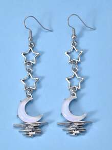 1 Pair Fashion Multicolor Star, Moon & Astronaut Drop Earrings, Suitable For Valentine'S Day, Couples & Friends, Daily Wear For Women