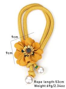 1 件手工多层大花和人造珍珠波西米亚项链，适合日常、度假、海滩、派对、情人节礼物