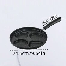 1pc Hamburger & Egg Frying Pan, Household Breakfast Poached Egg & Pancake Pan, Non-Stick Flat Bottom Frying Pan With Multi-Hole Mold - Multicolor - View 8