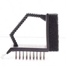 三合一不锈钢丝刷，烧烤清洁刷，90 度烧烤丝刷 - 黑色 - 查看 3