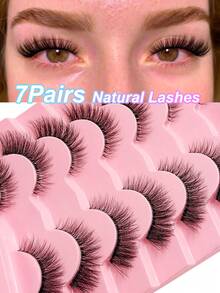 Rikuaild ​​​​7 Cặp Lông Mi Giả Mềm Mại Với Dây Đeo Trong Suốt Phong Cách Tự Nhiên Lông Mi Giả Trong Suốt Lông Mi Mắt Mèo Có Thể Tái Sử Dụng Và Thoải Mái - Mi tự nhiên - Xem 3