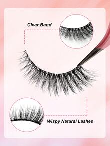 Rikuaild ​​​​7 Cặp Lông Mi Giả Mềm Mại Với Dây Đeo Trong Suốt Phong Cách Tự Nhiên Lông Mi Giả Trong Suốt Lông Mi Mắt Mèo Có Thể Tái Sử Dụng Và Thoải Mái - Mi tự nhiên - Xem 2