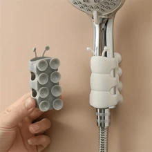 2pcs Shower Head Suction Cup Holder, Adjustable Wall Mount Silicone Shower Head Bracket, Bathroom Accessories