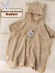 1 件儿童卡通图案速干浴巾，柔软温暖连帽浴袍 - 彩色 - 查看 14