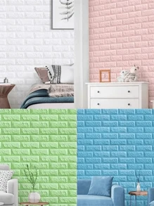 3D Foam Tile Stickers, Self-Adhesive Wall Decals, Suitable For Dorm/Study/Bathroom Decor, PVC Decorative Wallpaper, Waterproof Vinyl Stickers! Peel Off Bedroom Wallpaper Rolls, Easy DIY Upgrade! - White, Pink, Cute Animal Patterns - White - View 5