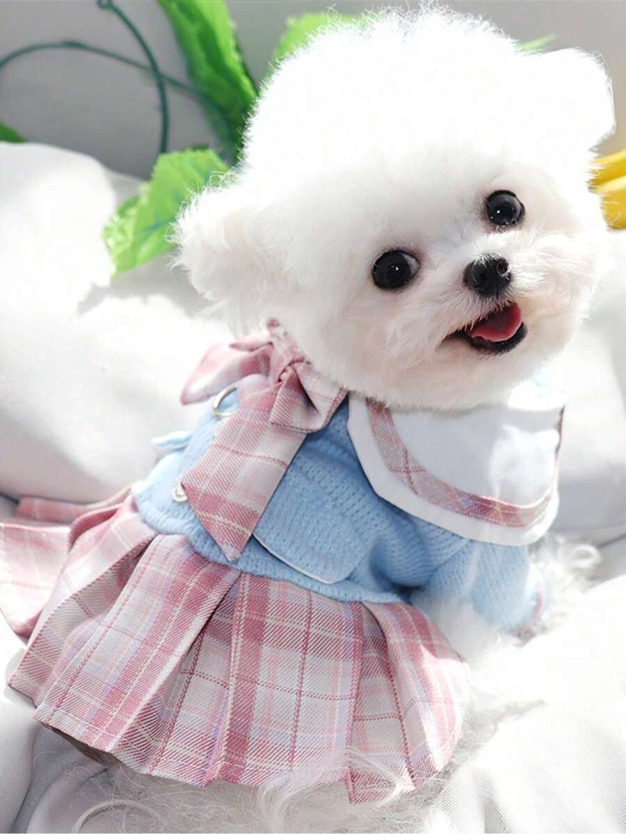 1 chiếc váy công chúa màu hồng dễ thương, phù hợp cho mèo và chó, mùa xuân/thu - Hồng - Xem 1