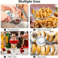 Stainless Steel Fine Mesh Strainers, Small, Medium, And Large Sizes With Sturdy Handle And Hook, Perfect For Coffee Filter Spoon, Sifting Spoon, Flour Sieve - Essential Kitchen Tools