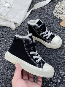 White Canvas Shoes, Toddler Casual High Top Sneakers, Boys Girls Fashion Low Top Lace Up Soft Sole Trainers, Spring Autumn Korean Style Classic High Top Canvas Shoes, Skateboard Children Shoes