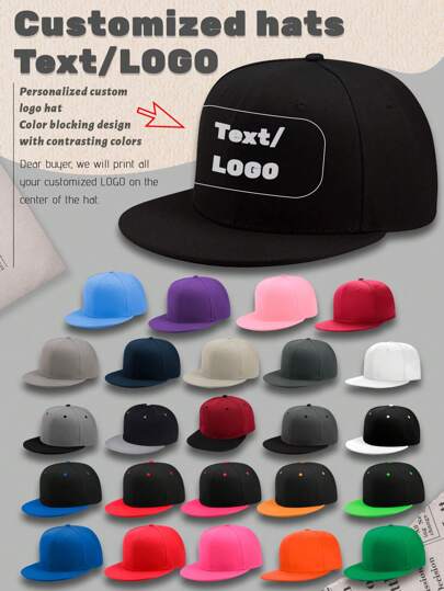 1pc Custom Hat Text/Logo Color Blocking And Solid Color Flat Brimmed Hip-Hop Casual Adjustable Baseball Cap. Street, Hip-Hop, Sun Hat. Suitable For Daily Wear,Sequines,Durable,Dawg,Colorful,Cute,Adorable,Y2K,Kawaii,Funny,Stylish,Custom,Personalized,Unique,Customized,Ideal Gifts For Her,Ideal Gifts For Him,Her,Girlfriend,Children,Family,Friends,For Anniversaries,Personalized Gifts For Women/Men,Personalized/Customized Keychain,School Supplies,Back To School,School Gift,For Office,For School,For Classroom,For Teacher Gifts,For University,For Colleague,For Dorm Rooms,For Teacher,For Boys And Girls,For Teenagers,Junior High School Students,Middle School Students,High School Senior High School Students,College Students,University Students,Freshman,Sophomore,Underclassmen