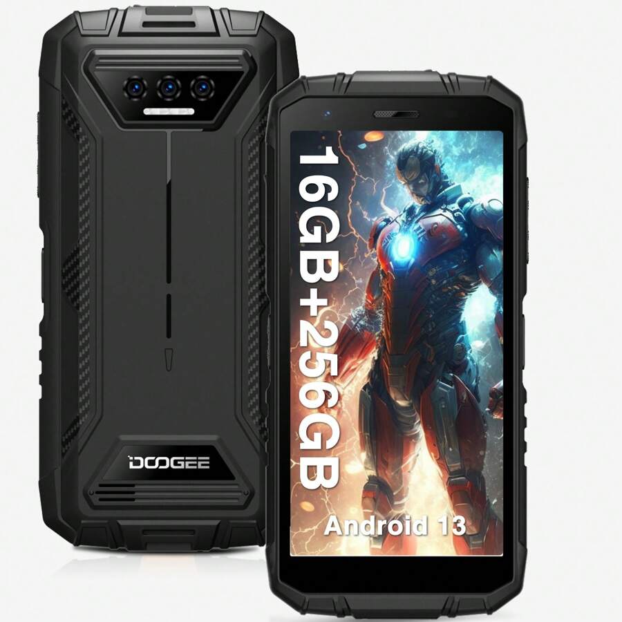 DOOGEE S41 MAX Rugged Smartphone 2024, 16GB + 256GB/SD 1TB Android 13 Rugged Phone Unlocked, Rugged Cell Phone 6300mAh, 5.5" HD+, 4G Dual SIM, IP69K Waterproof Mobile Phone, NFC/WiFi/OTG - Black - View 1