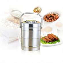 Hộp đựng thức ăn dung tích lớn, hộp đựng đồ dùng cá nhân di động, hộp cơm giữ nhiệt, hộp đựng súp, hộp cơm bento dã ngoại, quà Giáng sinh. - Bạc - Xem 5