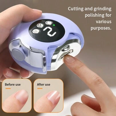 DENGXUN 1pc Portable 2-In-1 Electric Automatic Nail Clipper, Includes Nail Trimming, Polishing, Manicure Functions, Advanced Smart Nail Care Professional Version - Anti-Pinch, With LED Light, Easy Nail Trimming, Suitable For Whole Family, Ideal Gift For Relatives And Friends, Also A Great Christmas And Valentine's Day Present.