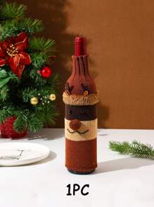 1 件圣诞圣诞老人、雪人和驯鹿针织酒瓶套、圣诞餐桌装饰、卡通涤纶瓶套、圣诞餐厅装饰、酒瓶保护套、袋子、收纳袋、储物袋、厨房 - 彩色 - 查看 14