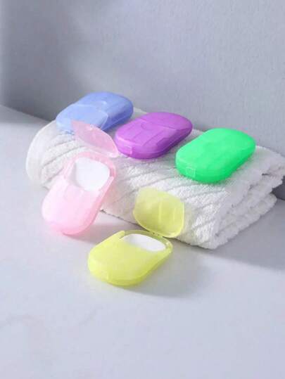 Portable Disposable Soap Paper With Soap Box, Mini Travel Soap Sheets, Suitable For Outdoor Travel, Random Color, Hand Washing Soap Sheets, Disposable Hand Wash Soap Paper, Suitable For Travel And Business Occasions, Suitable For Travel, Camping, Hiking, Dormitory, Etc., Portable Accessory Storage