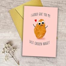 1 件，适合女朋友男朋友的周年纪念卡、我会给你我的最后一块鸡块、适合丈夫妻子的食物情人节卡、适合她的他的爱卡、（带棕色纸信封）、圣诞节 - 彩色 - 查看 12