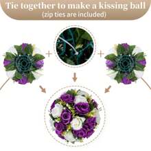 6pcs Artificial Flowers Silk Rose Flowers For Wedding Centerpiece Party Birthday Anniversary Floral Arrangement Decorations - 6件-紫色 - 查看 7