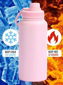 1 pieza Botella de agua de acero inoxidable aislada de 32 onzas, vaso al vacío de doble pared a prueba de fugas, excelente para actividades al aire libre, botella aislada para bebidas calientes - Multicolor - Ver 2